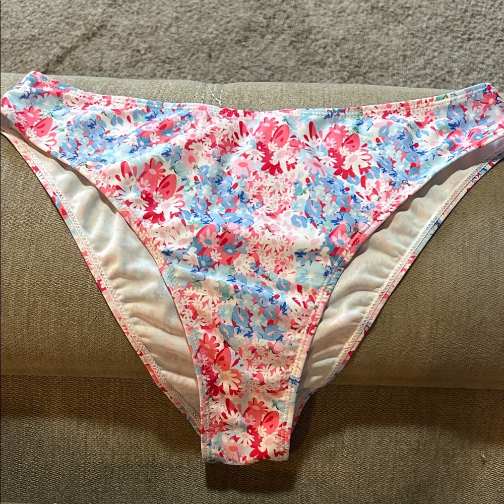 Floral Bikini Bottoms in Pink & Light Blue large new